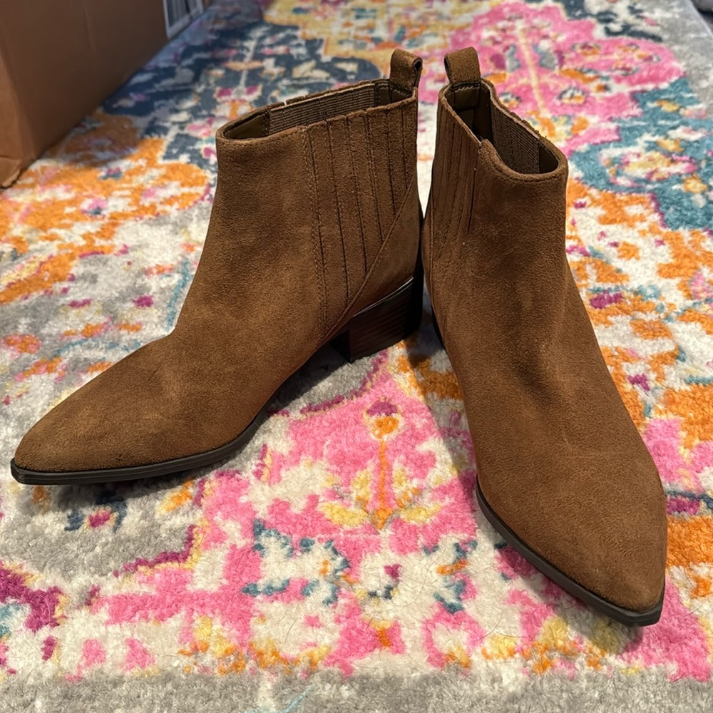 Marc Fisher cognac suede booties